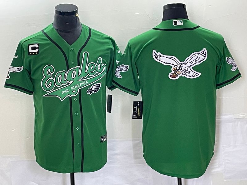 Men Philadelphia Eagles Blank Green Co Branding Game NFL Jersey style 8